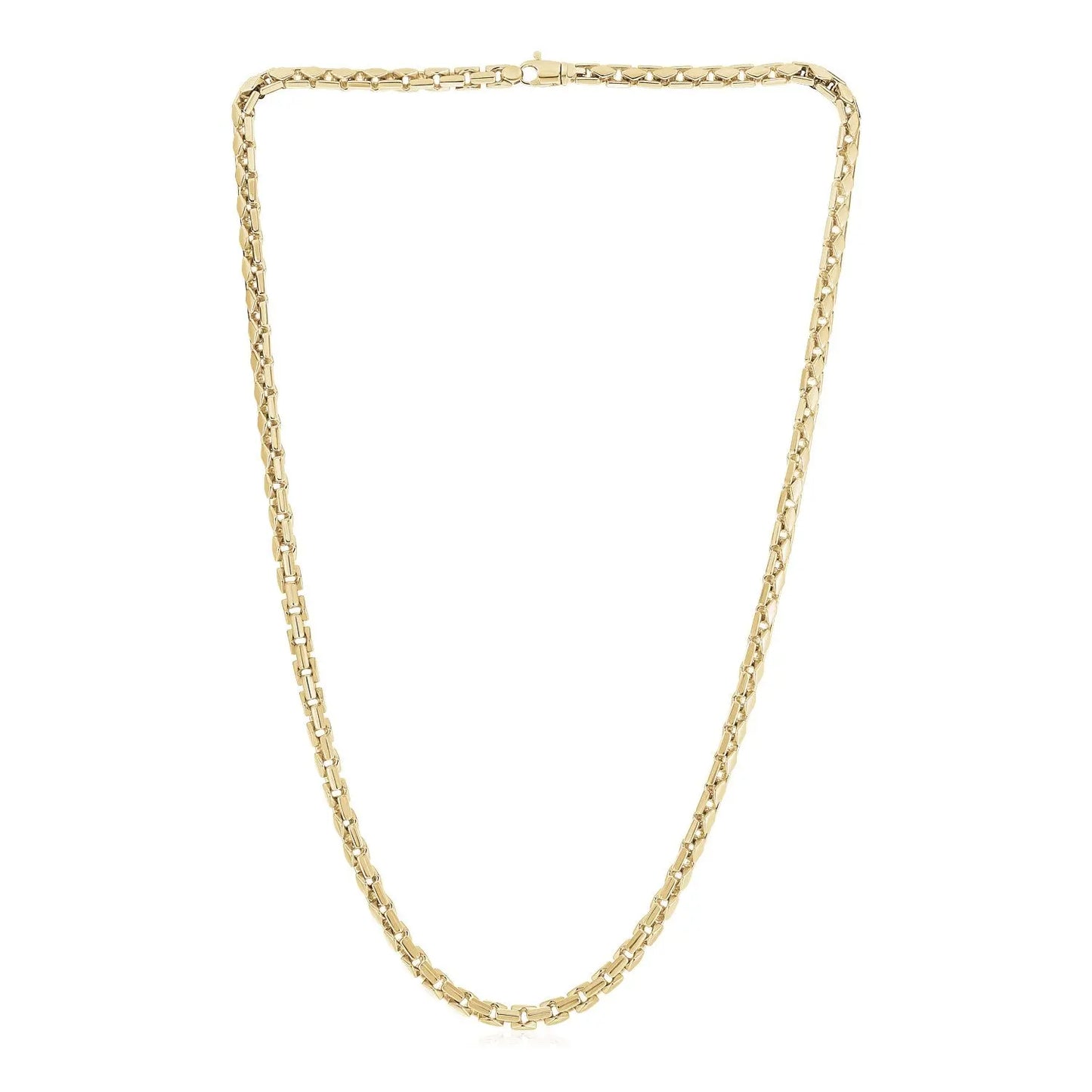14k Yellow Gold High Polish Mens Fancy Box Necklace (5.0mm) RCJ Necklaces  CELESTIA LUXE JEWELLERS
