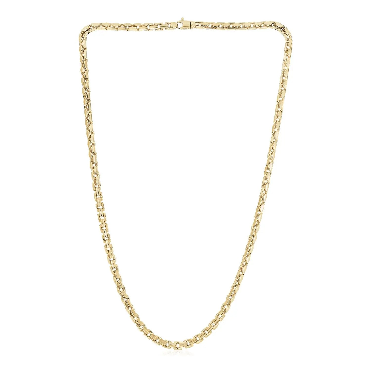 14k Yellow Gold High Polish Mens Fancy Box Necklace (5.0mm) RCJ Necklaces  CELESTIA LUXE JEWELLERS