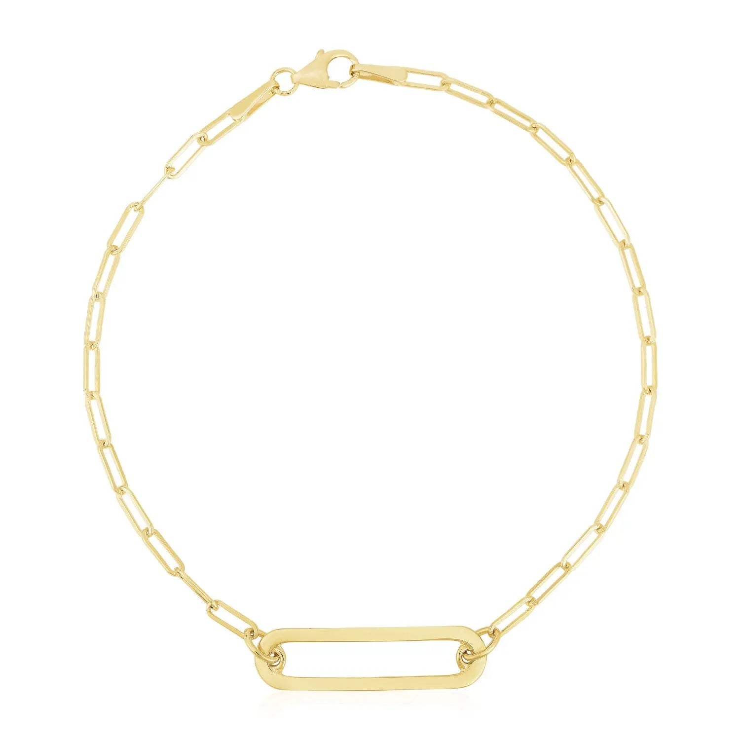 14k Yellow Gold High Polish Open Straight Paperclip Bracelet (2.10 mm) RCJ Bracelets  CELESTIA LUXE JEWELLERS
