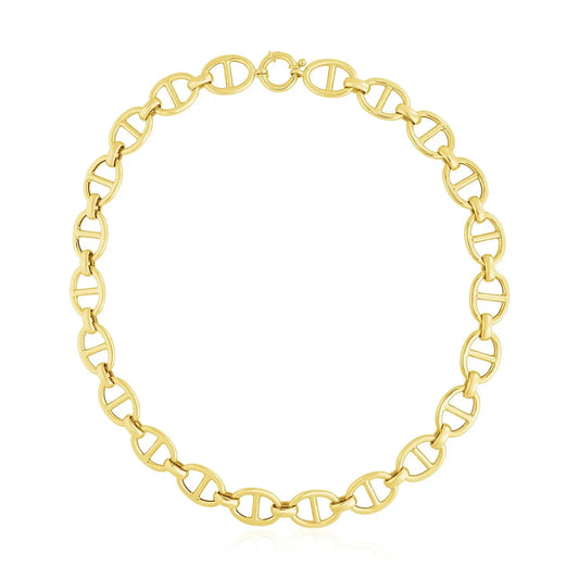 14k Yellow Gold High Polish Oval Mariner Link Necklace (13.8mm) RCJ Necklaces  CELESTIA LUXE JEWELLERS