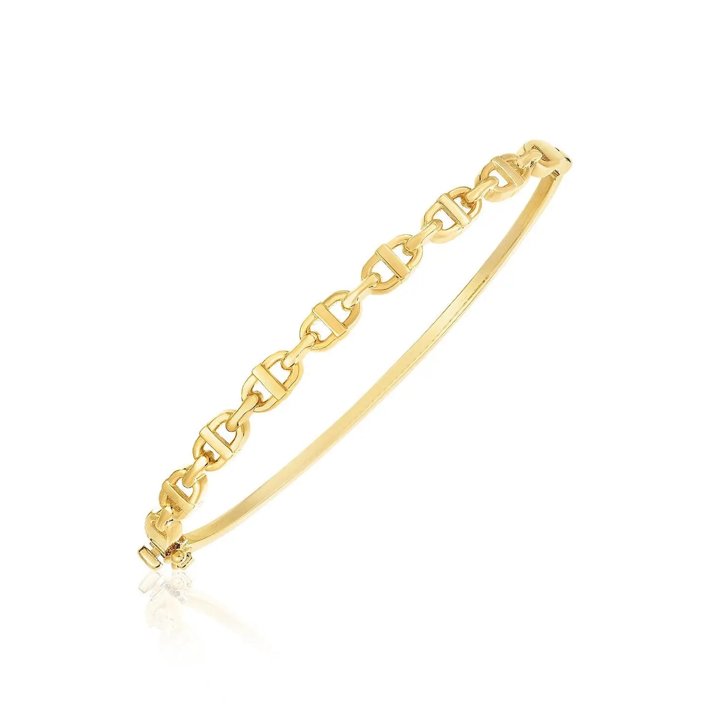 14k Yellow Gold High Polish Puffed Mariner Link Bangle (4.60 mm) RCJ Bangles  CELESTIA LUXE JEWELLERS