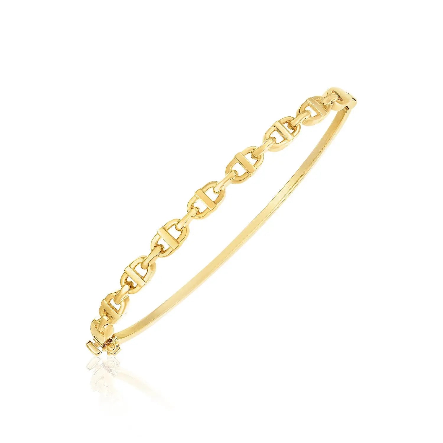 14k Yellow Gold High Polish Puffed Mariner Link Bangle (4.60 mm) RCJ Bangles  CELESTIA LUXE JEWELLERS