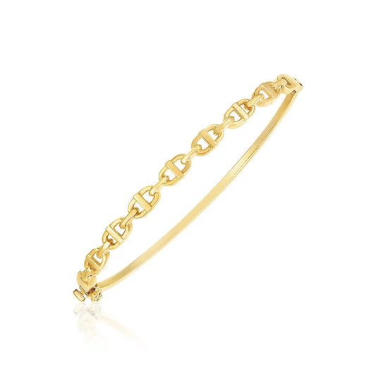 14k Yellow Gold High Polish Puffed Mariner Link Bangle (4.60 mm) RCJ Bangles  CELESTIA LUXE JEWELLERS