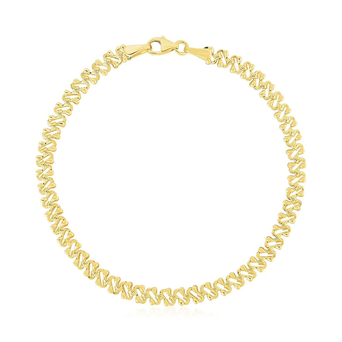 14k Yellow Gold High Polish Textured Fancy Chain Bracelet  (4.00 mm) RCJ Bracelets  CELESTIA LUXE JEWELLERS