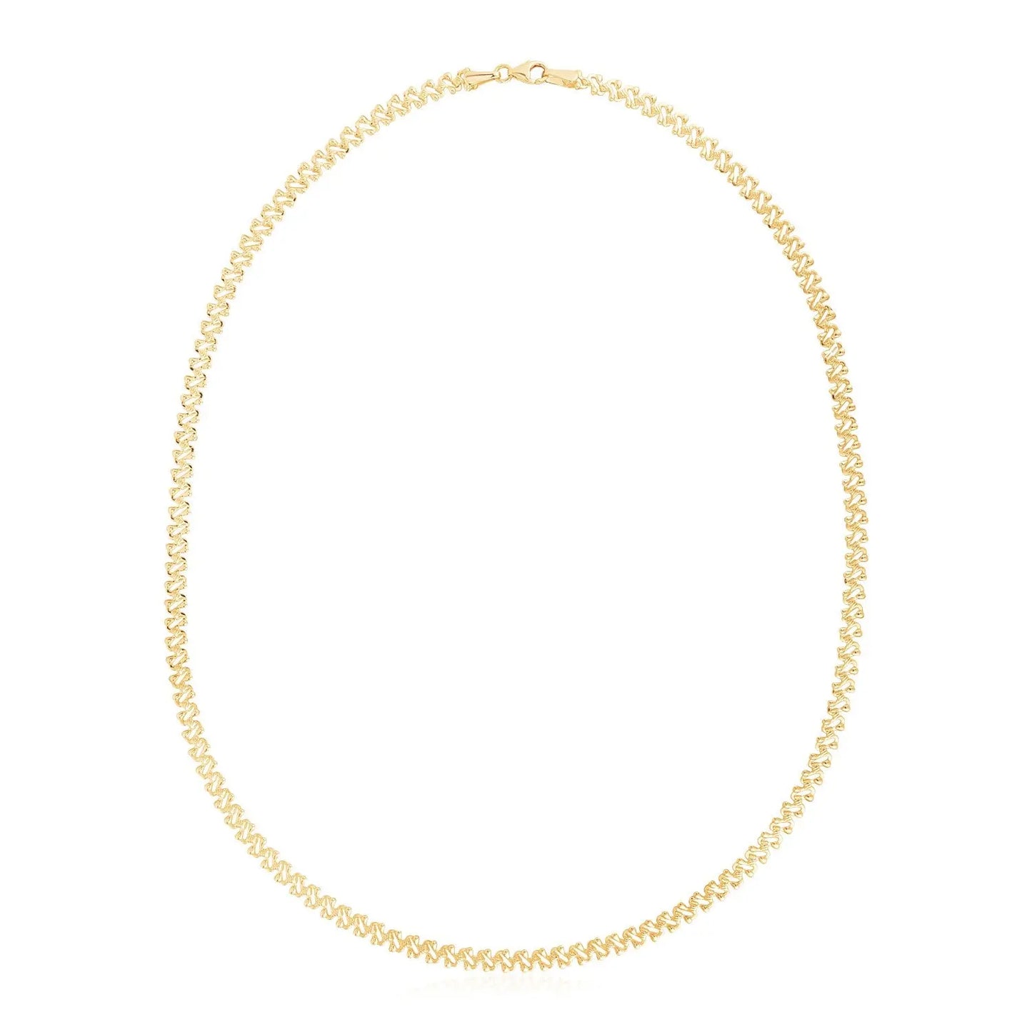 14k Yellow Gold High Polish The Textured Fancy Chain Necklace (4mm) RCJ Necklaces  CELESTIA LUXE JEWELLERS