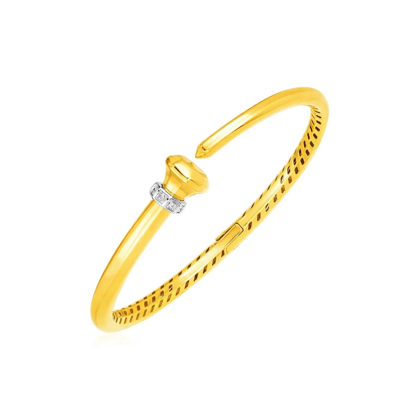 14k Yellow Gold Hinged Bangle Bracelet with Diamonds (3.40 mm) RCJ Bangles  CELESTIA LUXE JEWELLERS
