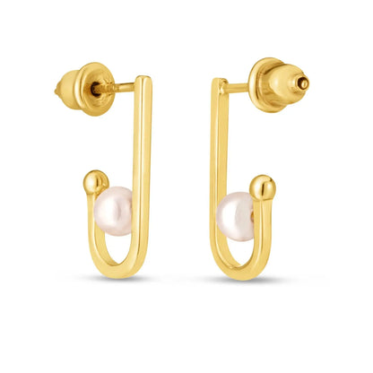 14k Yellow Gold J Hoop Pearl Earrings RCJ Earrings  CELESTIA LUXE JEWELLERS