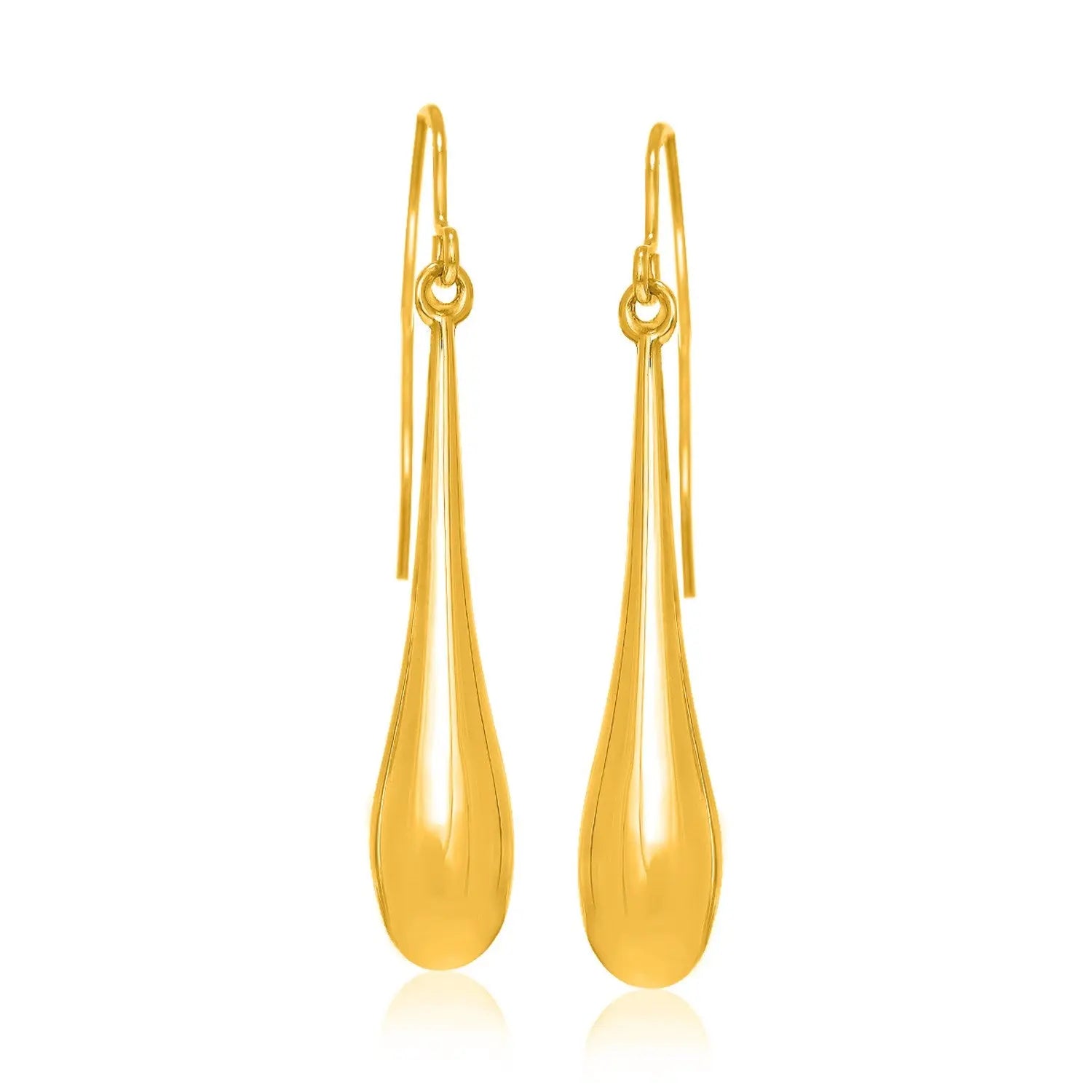 14k Yellow Gold Long Polished Teardrop Dangling Earrings RCJ Earrings  CELESTIA LUXE JEWELLERS