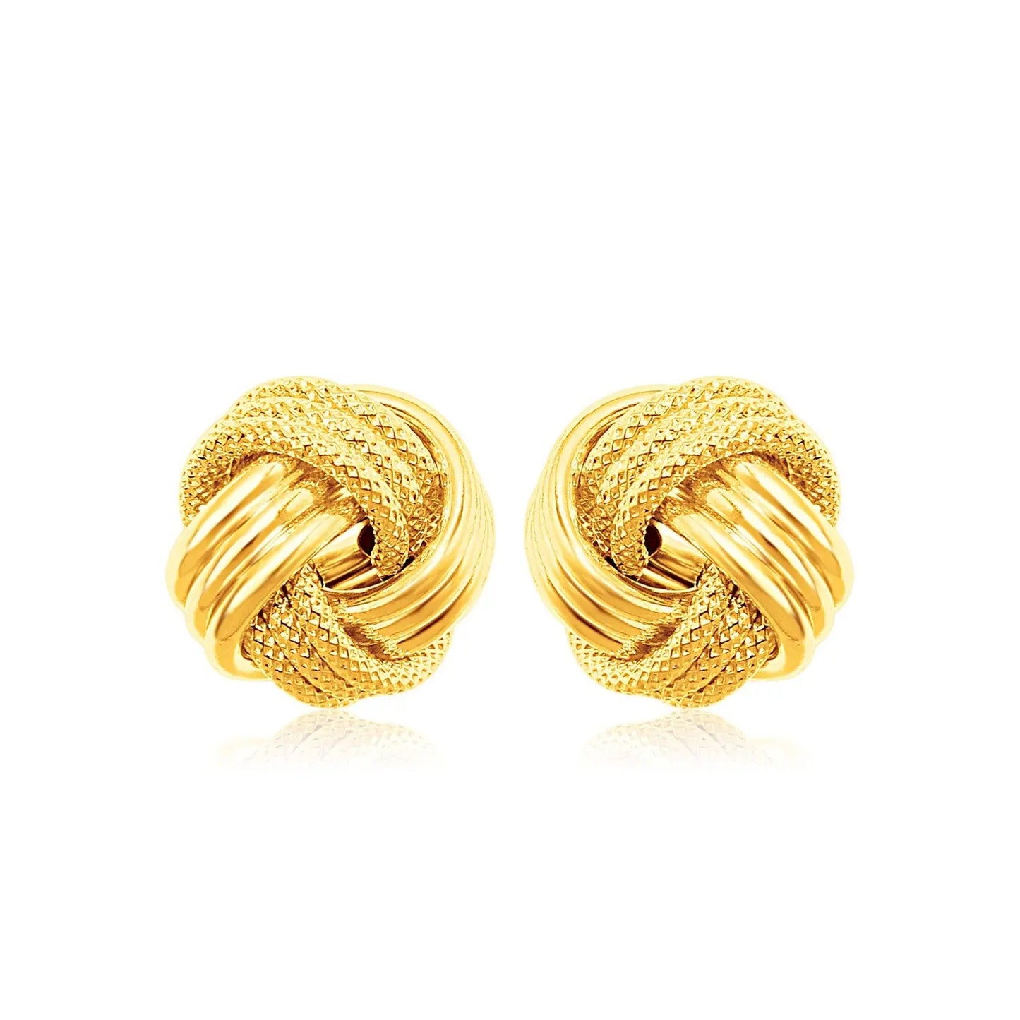 14k Yellow Gold Love Knot with Ridge Texture Earrings RCJ Earrings  CELESTIA LUXE JEWELLERS