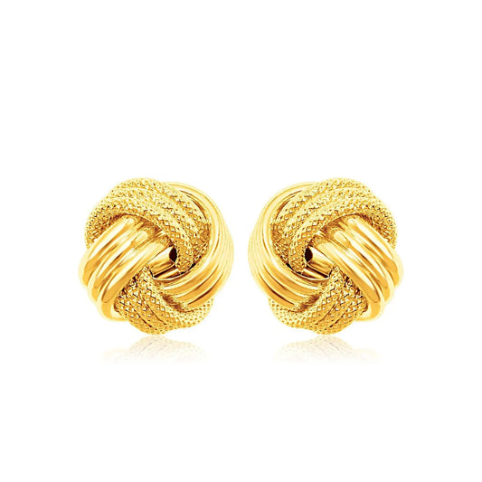 14k Yellow Gold Love Knot with Ridge Texture Earrings RCJ Earrings  CELESTIA LUXE JEWELLERS