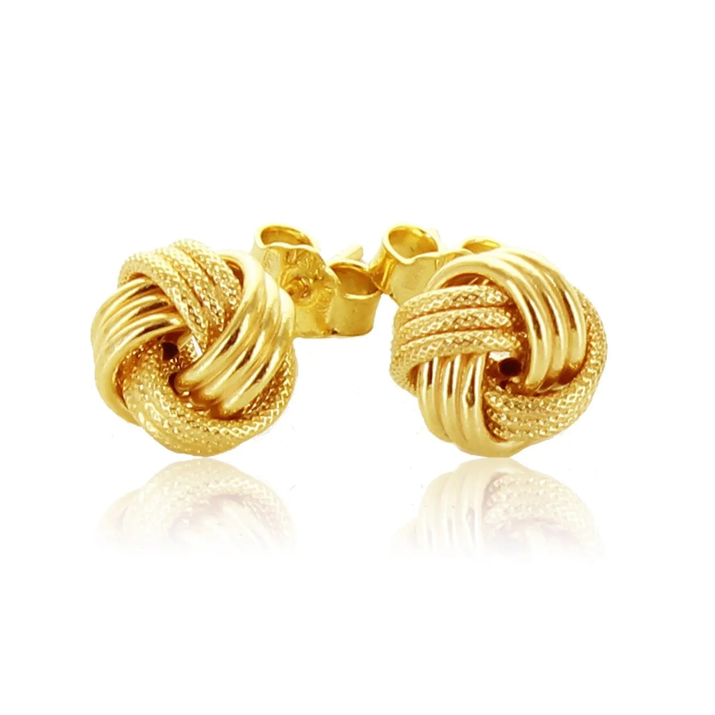 14k Yellow Gold Love Knot with Ridge Texture Earrings RCJ Earrings  CELESTIA LUXE JEWELLERS
