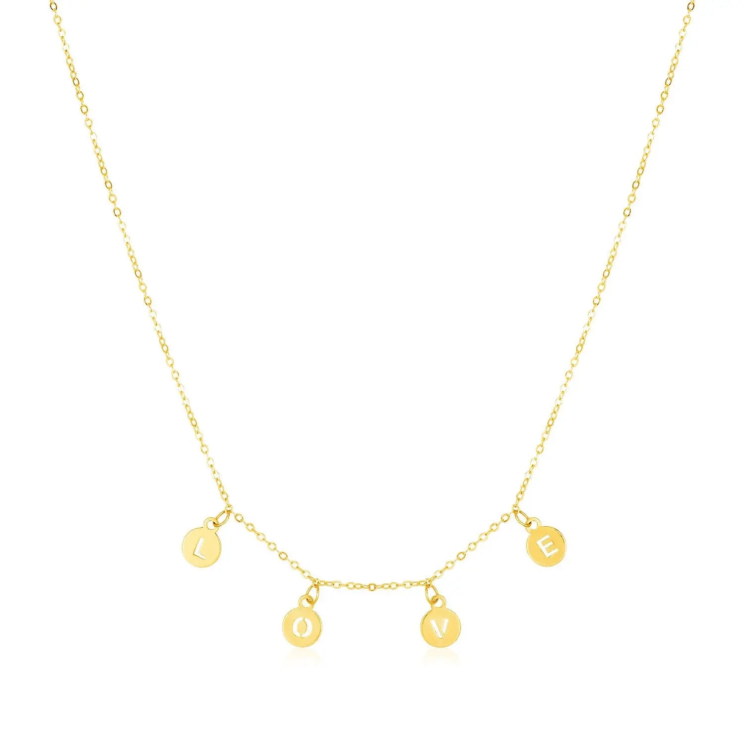 14k Yellow Gold Love Necklace with Circle Drops RCJ Necklaces  CELESTIA LUXE JEWELLERS