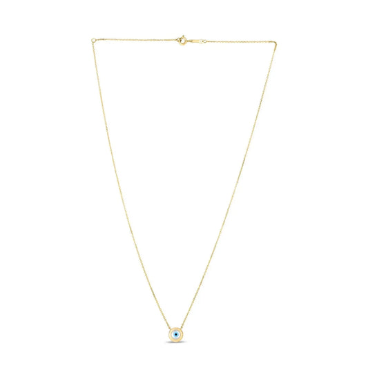 14k Yellow Gold MOP Evil Eye Necklace RCJ Necklaces  CELESTIA LUXE JEWELLERS