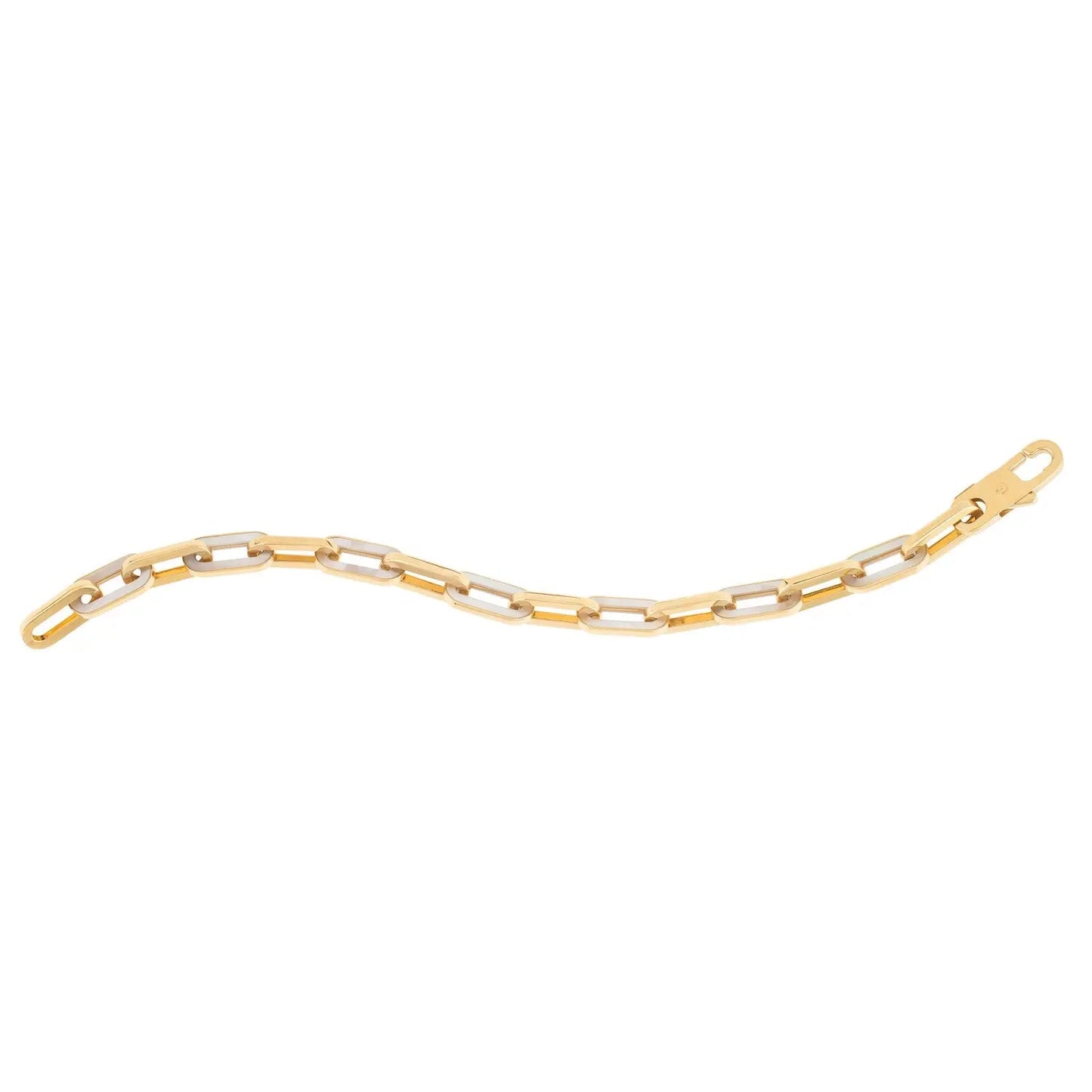 14k Yellow Gold MOP Paperclip Gem Link Bracelet (7.00 mm) RCJ Bracelets  CELESTIA LUXE JEWELLERS