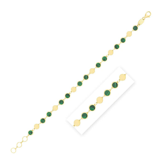 14k Yellow Gold Malachite Geometric Mirror Gem Chain Bracelet (5.00 mm) RCJ Bracelets  CELESTIA LUXE JEWELLERS