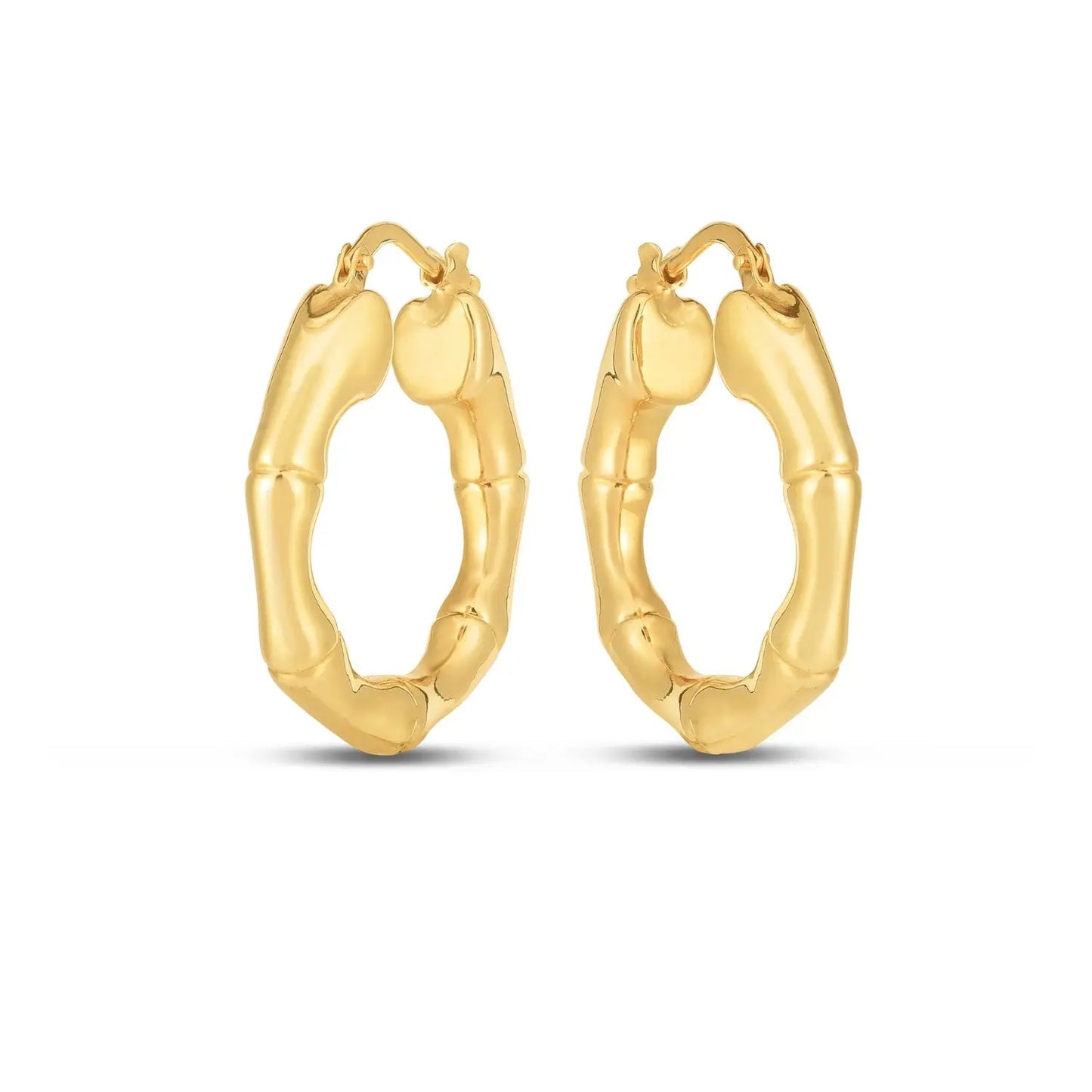 14k Yellow Gold Medium Bamboo Hoop Earrings RCJ Earrings  CELESTIA LUXE JEWELLERS