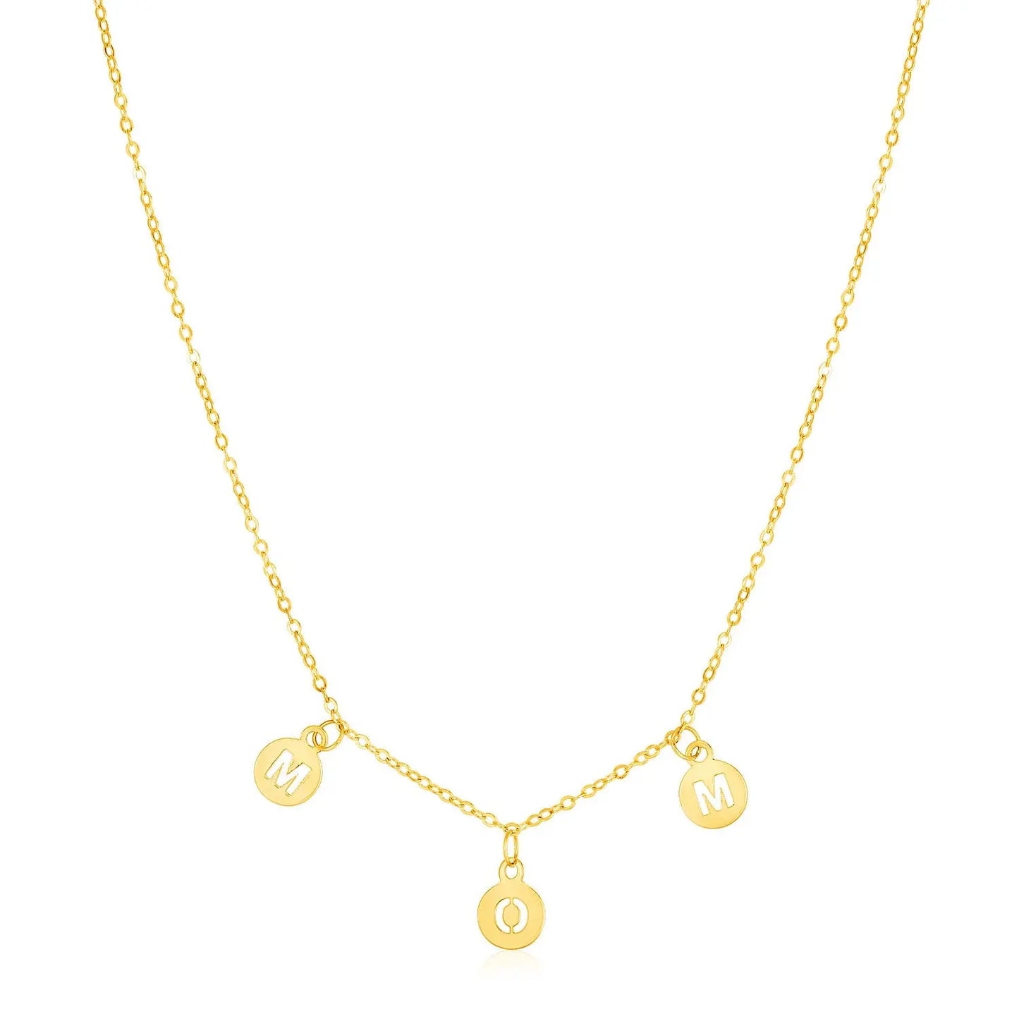 14k Yellow Gold Mom Necklace with Circle Drops RCJ Necklaces  CELESTIA LUXE JEWELLERS