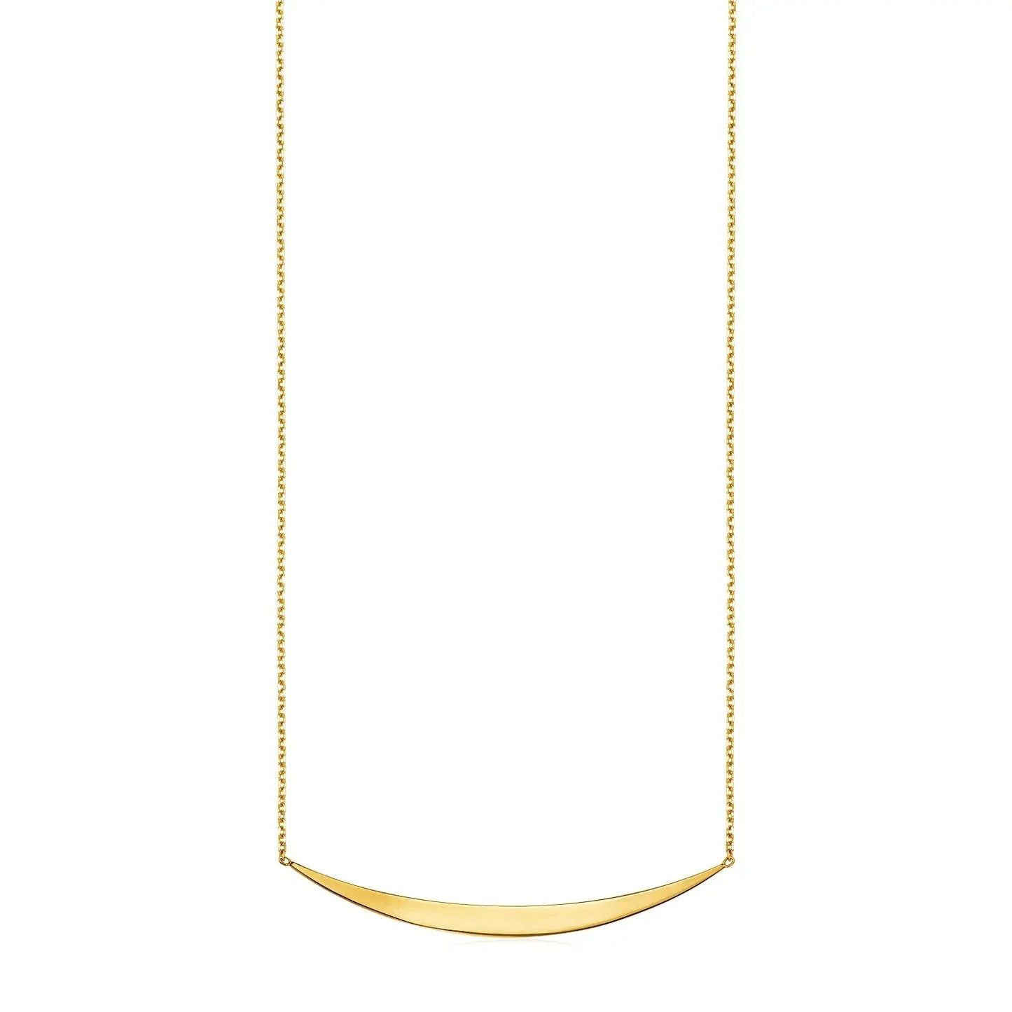 14k Yellow Gold Necklace with Polished Curved Bar Pendant RCJ Necklaces  CELESTIA LUXE JEWELLERS