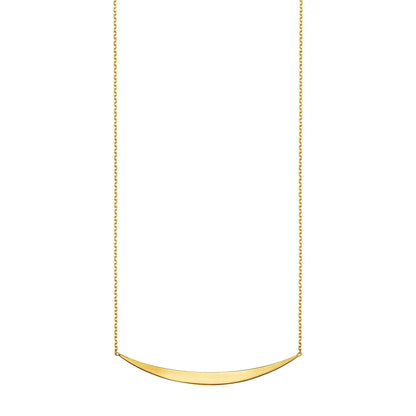 14k Yellow Gold Necklace with Polished Curved Bar Pendant RCJ Necklaces  CELESTIA LUXE JEWELLERS
