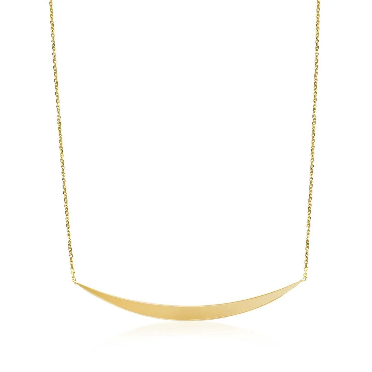 14k Yellow Gold Necklace with Polished Curved Bar Pendant RCJ Necklaces  CELESTIA LUXE JEWELLERS