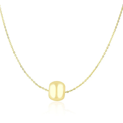 14k Yellow Gold Necklace with Shiny Barrel Bead Charm RCJ Necklaces  CELESTIA LUXE JEWELLERS