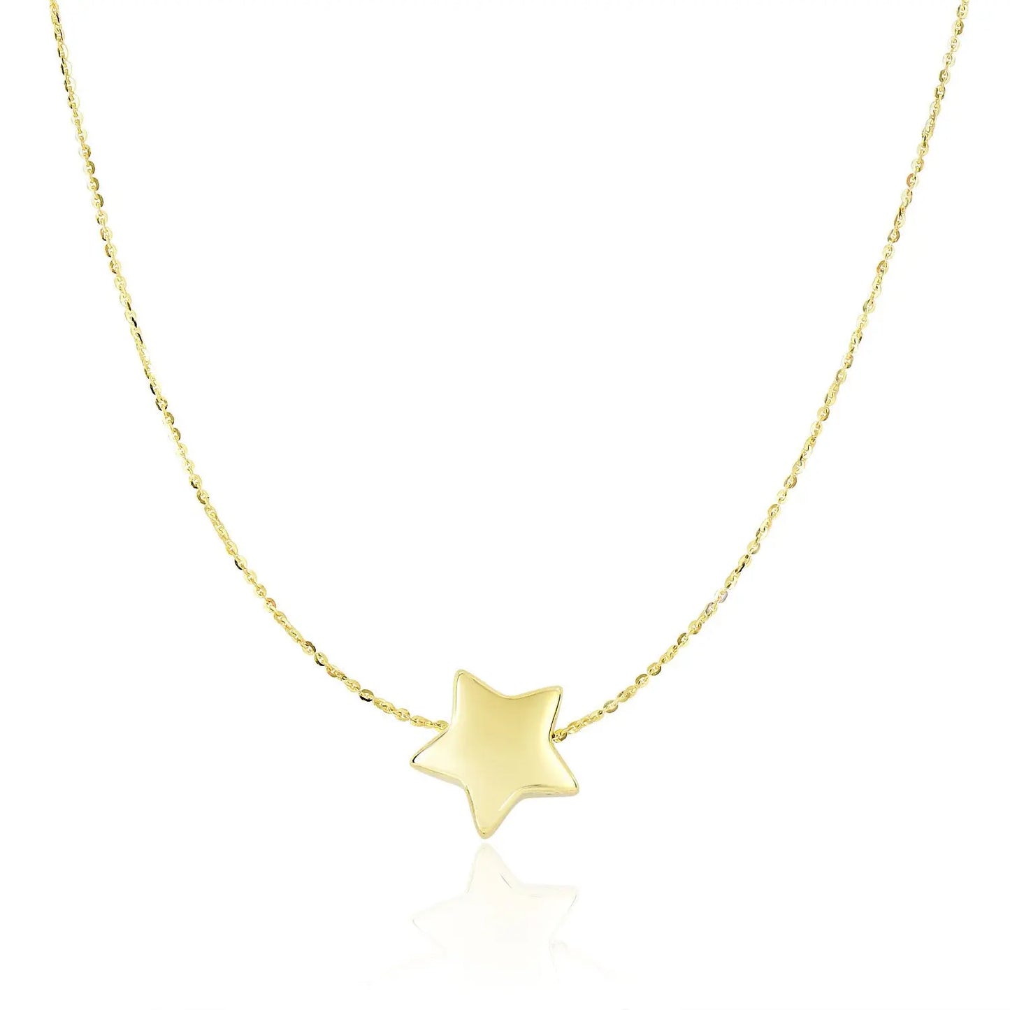 14k Yellow Gold Necklace with Shiny Puffed Sliding Star Charm RCJ Necklaces  CELESTIA LUXE JEWELLERS