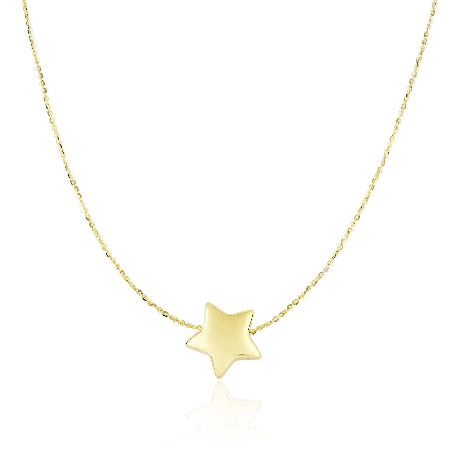 14k Yellow Gold Necklace with Shiny Puffed Sliding Star Charm RCJ Necklaces  CELESTIA LUXE JEWELLERS