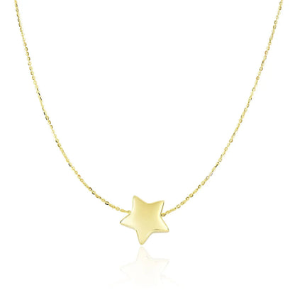 14k Yellow Gold Necklace with Shiny Puffed Sliding Star Charm RCJ Necklaces  CELESTIA LUXE JEWELLERS