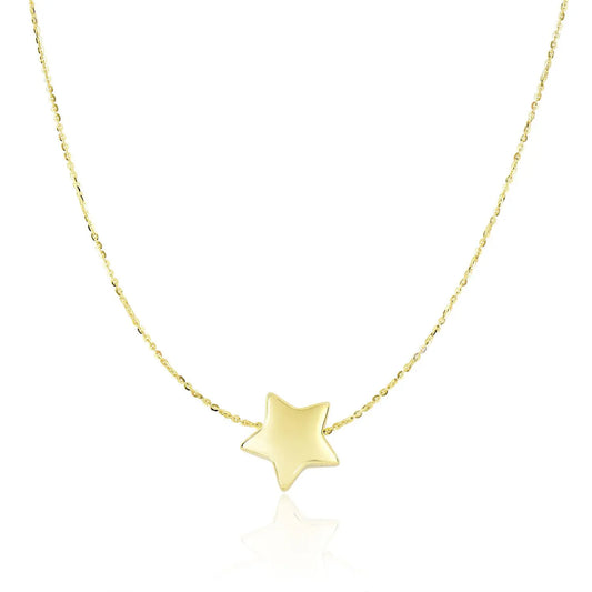 14k Yellow Gold Necklace with Shiny Puffed Sliding Star Charm RCJ Necklaces  CELESTIA LUXE JEWELLERS