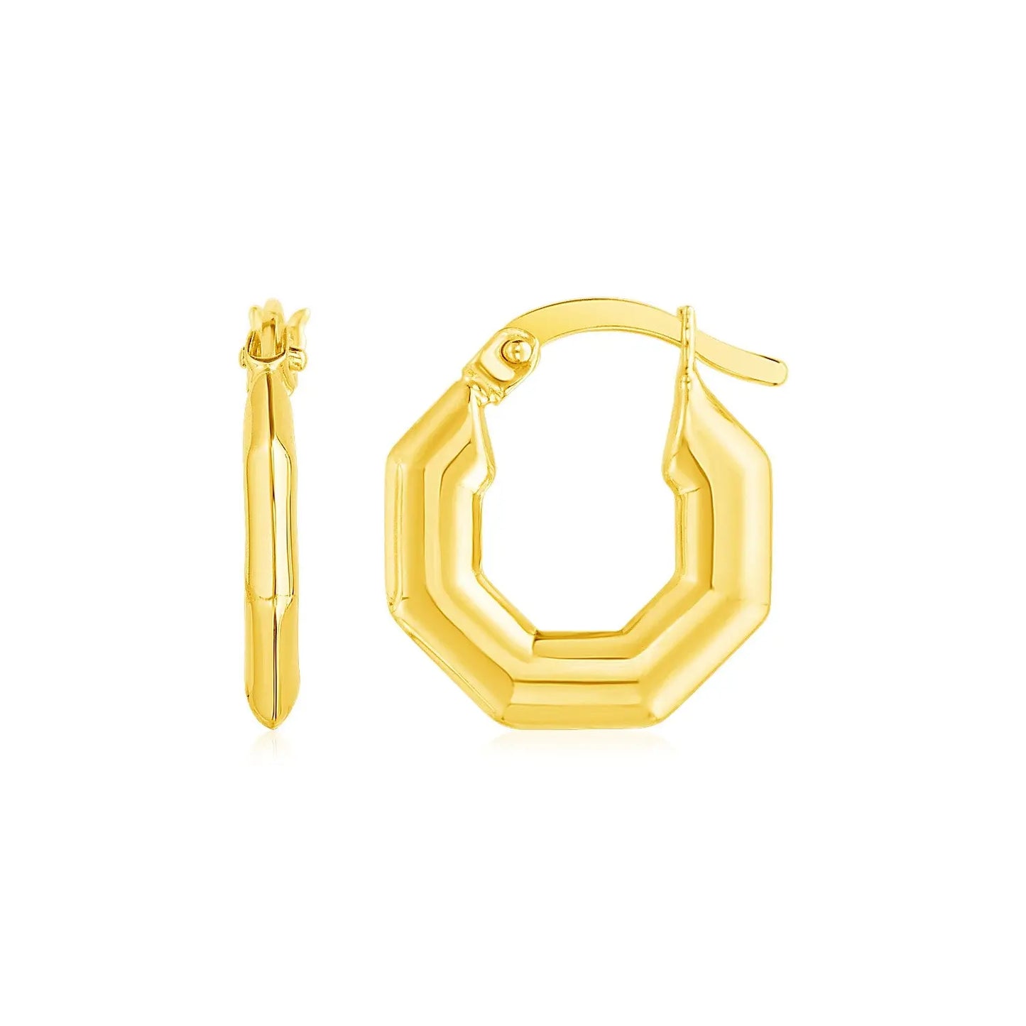 14k Yellow Gold Octagon Hoop Earrings RCJ Earrings  CELESTIA LUXE JEWELLERS