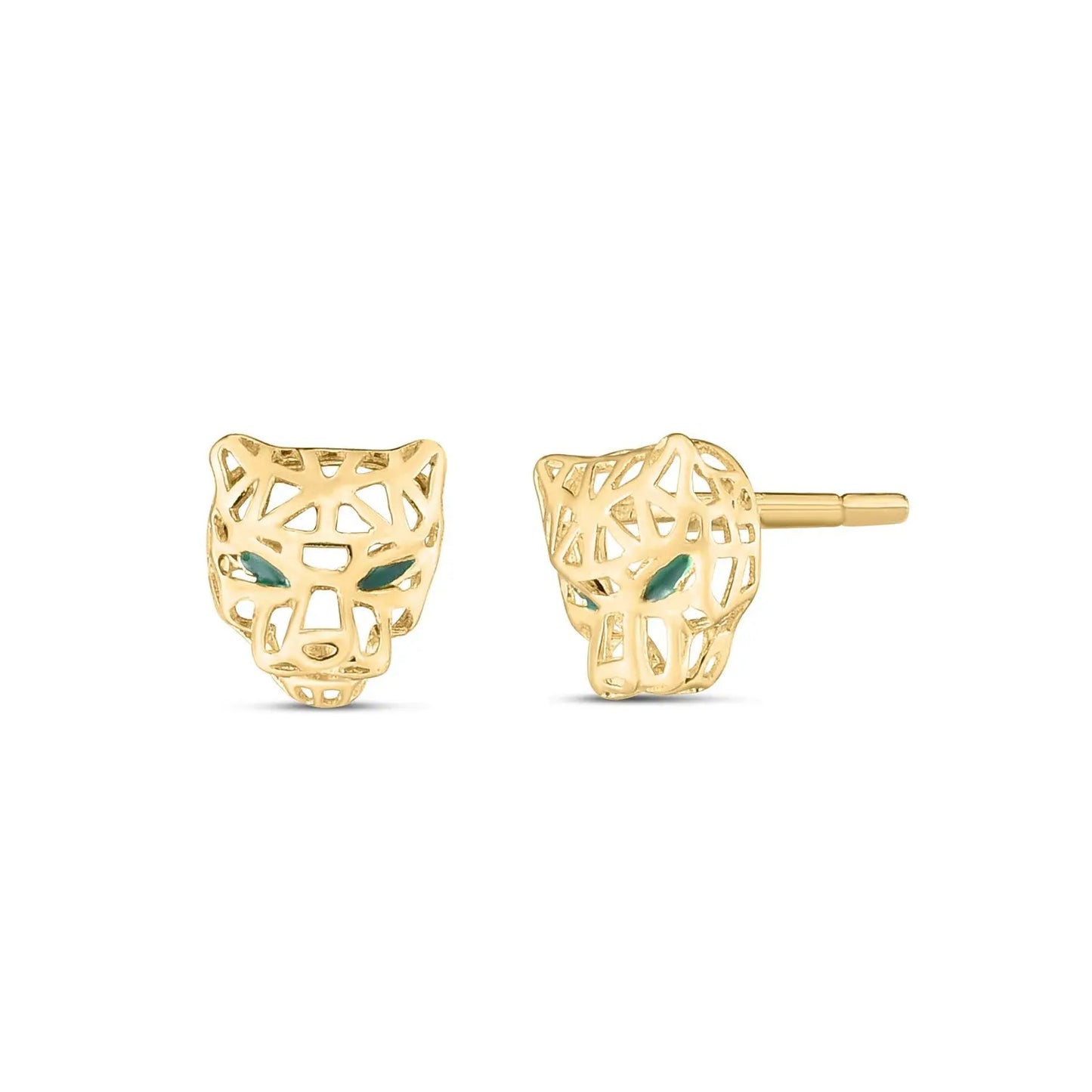 14k Yellow Gold Panther Head Stud Earrings RCJ Earrings  CELESTIA LUXE JEWELLERS