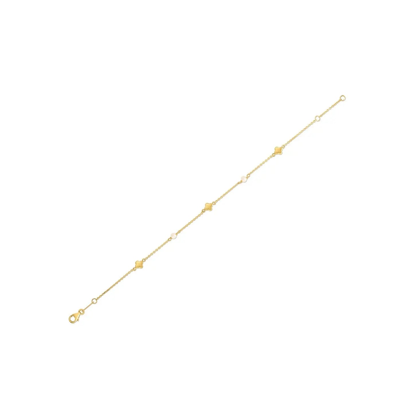 14k Yellow Gold Pearl Clover Bracelet RCJ Bracelets  CELESTIA LUXE JEWELLERS