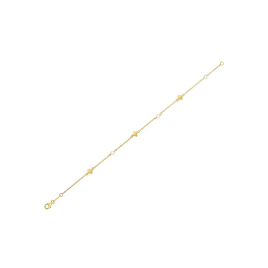 14k Yellow Gold Pearl Clover Bracelet RCJ Bracelets  CELESTIA LUXE JEWELLERS