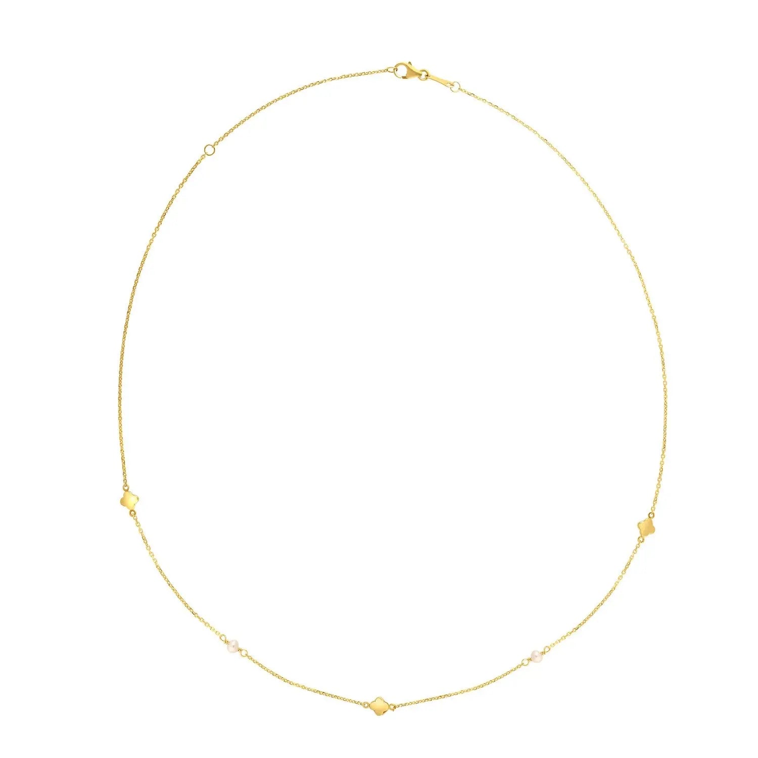 14k Yellow Gold Pearl Clover Necklace RCJ Necklaces  CELESTIA LUXE JEWELLERS