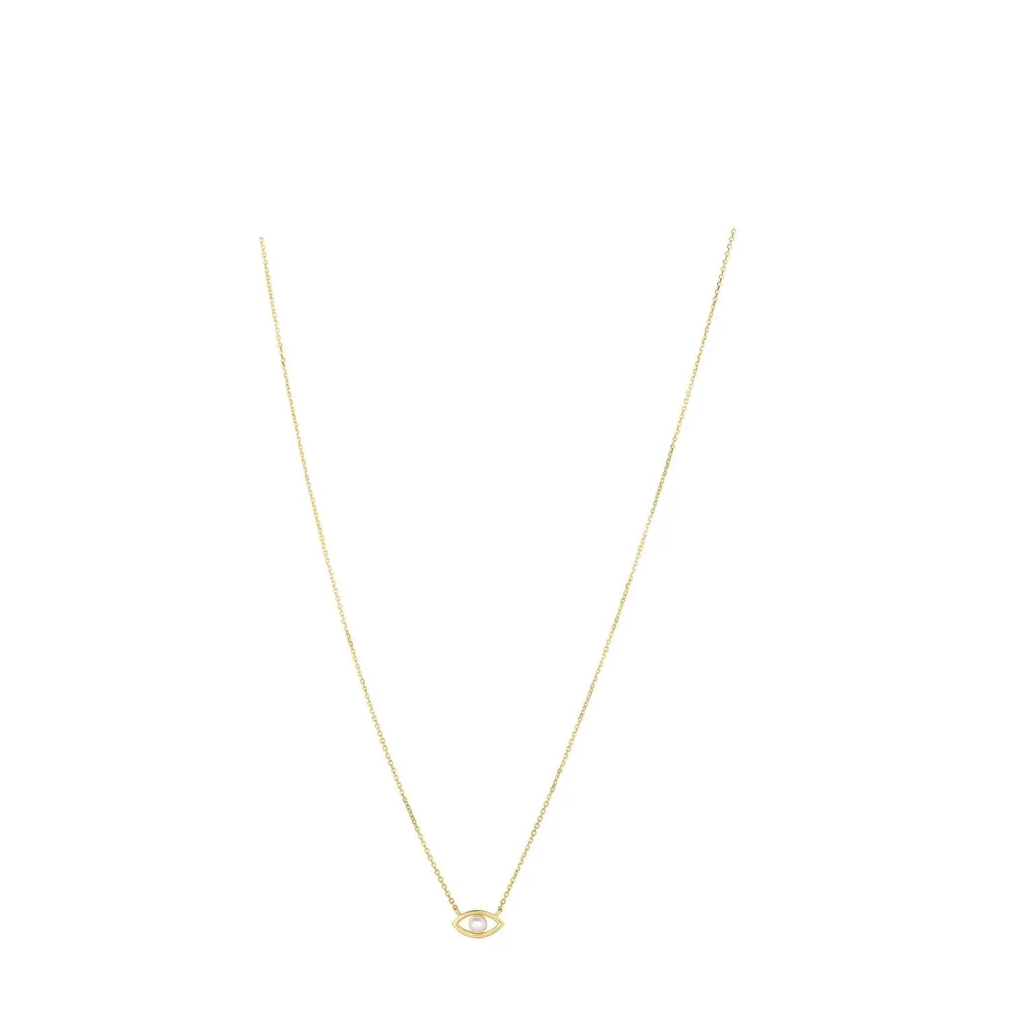 14k Yellow Gold Pearl Evil Eye Necklace RCJ Necklaces  CELESTIA LUXE JEWELLERS