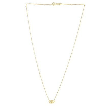 14k Yellow Gold Pearl Evil Eye Necklace RCJ Necklaces  CELESTIA LUXE JEWELLERS