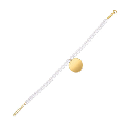 14k Yellow Gold Pearl Tag Charm Bracelet RCJ Bracelets  CELESTIA LUXE JEWELLERS