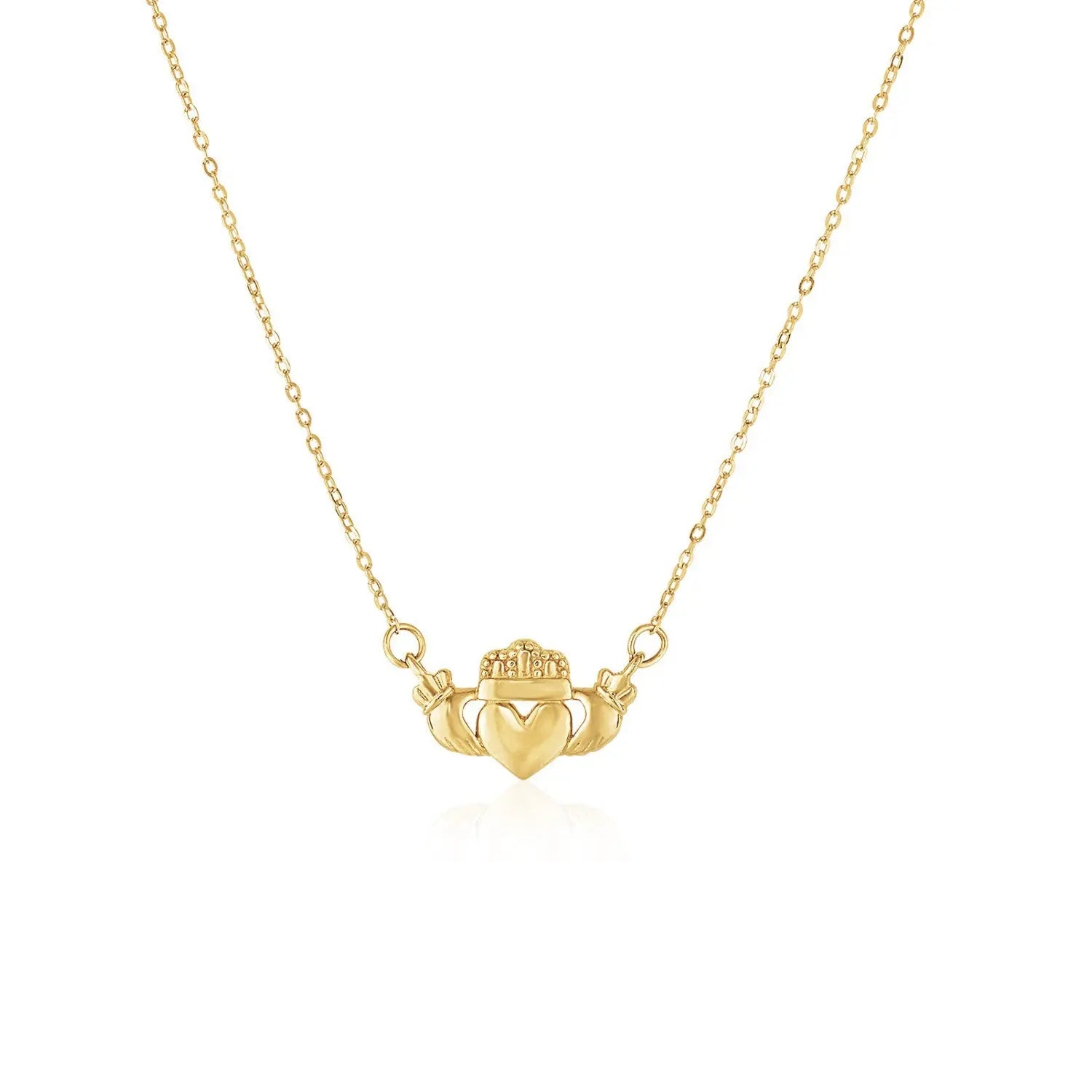 14k Yellow Gold Pendant with Claddagh Symbol RCJ Pendants  CELESTIA LUXE JEWELLERS