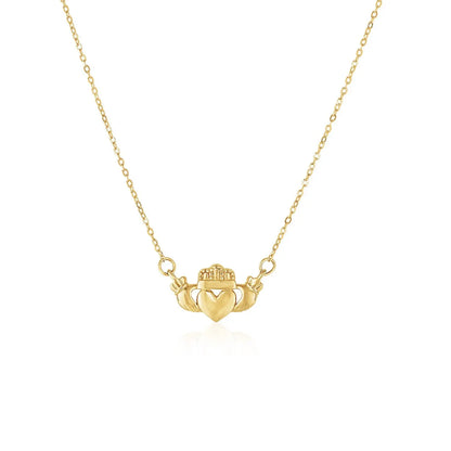 14k Yellow Gold Pendant with Claddagh Symbol RCJ Pendants  CELESTIA LUXE JEWELLERS