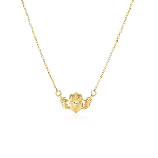 14k Yellow Gold Pendant with Claddagh Symbol RCJ Pendants  CELESTIA LUXE JEWELLERS