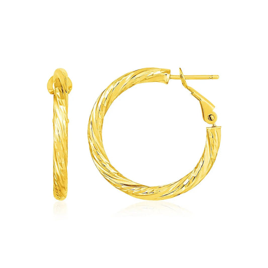 14k Yellow Gold Petite Twisted Round Hoop Earrings(3x20mm) RCJ Earrings  CELESTIA LUXE JEWELLERS