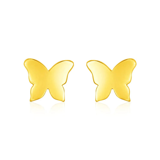 14k Yellow Gold Polished Butterfly Post Earrings RCJ Earrings  CELESTIA LUXE JEWELLERS