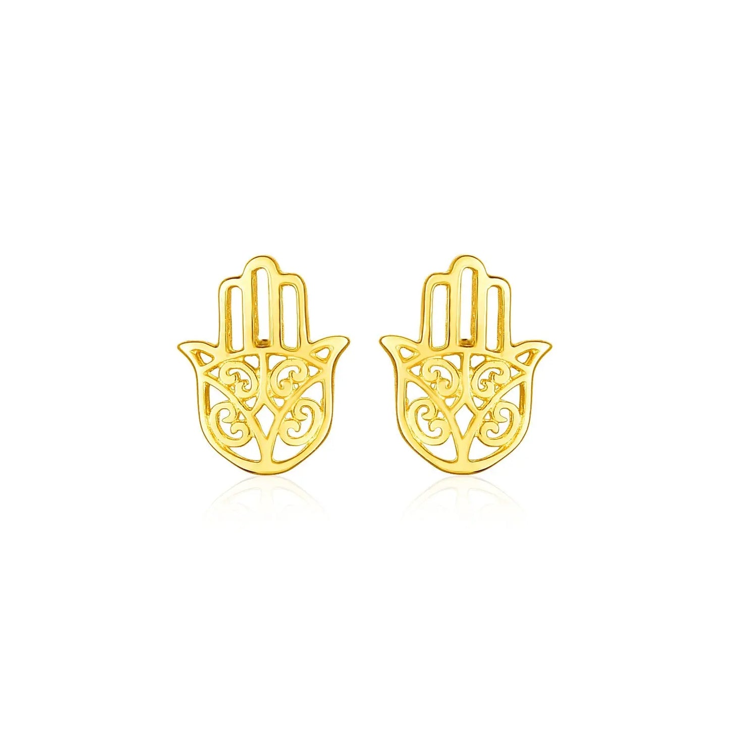 14k Yellow Gold Polished Hand of Hamsa Post Earrings RCJ Earrings  CELESTIA LUXE JEWELLERS
