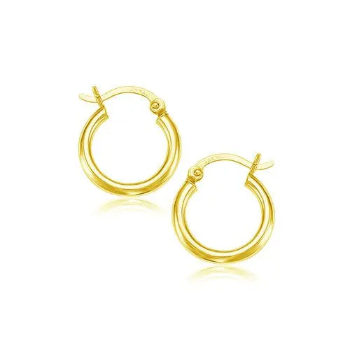 14k Yellow Gold Polished Hoop Earrings (2x15mm) RCJ Earrings  CELESTIA LUXE JEWELLERS
