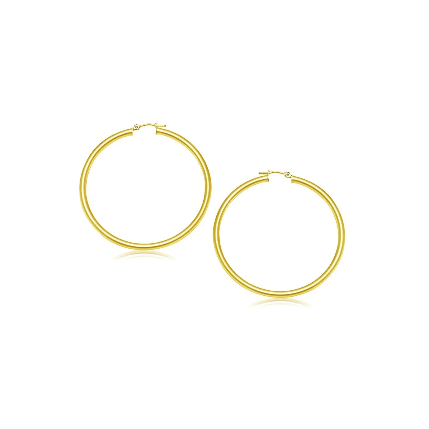 14k Yellow Gold Polished Hoop Earrings (3x20mm) RCJ Earrings  CELESTIA LUXE JEWELLERS