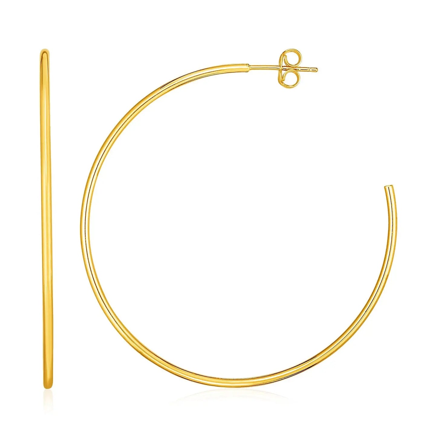 14k Yellow Gold Polished Hoop Earrings(1.5x50mm) RCJ Earrings  CELESTIA LUXE JEWELLERS