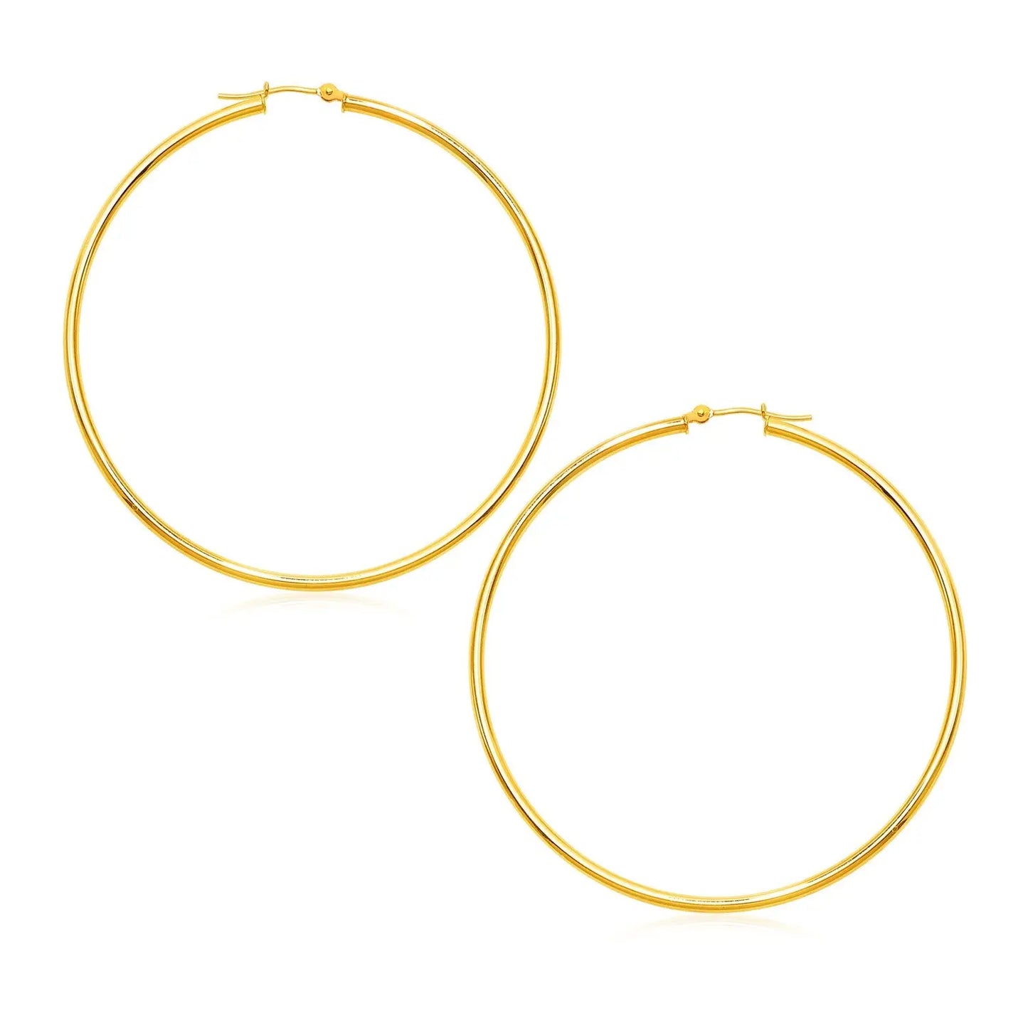 14k Yellow Gold Polished Large Round Hoop Earrings(2x60mm) RCJ Earrings  CELESTIA LUXE JEWELLERS
