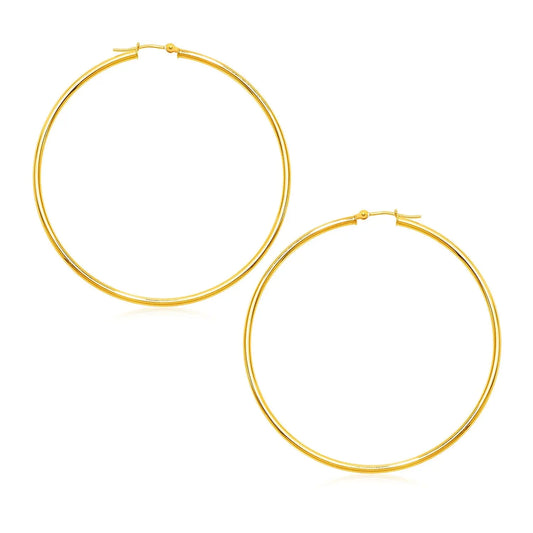 14k Yellow Gold Polished Large Round Hoop Earrings(2x60mm) RCJ Earrings  CELESTIA LUXE JEWELLERS