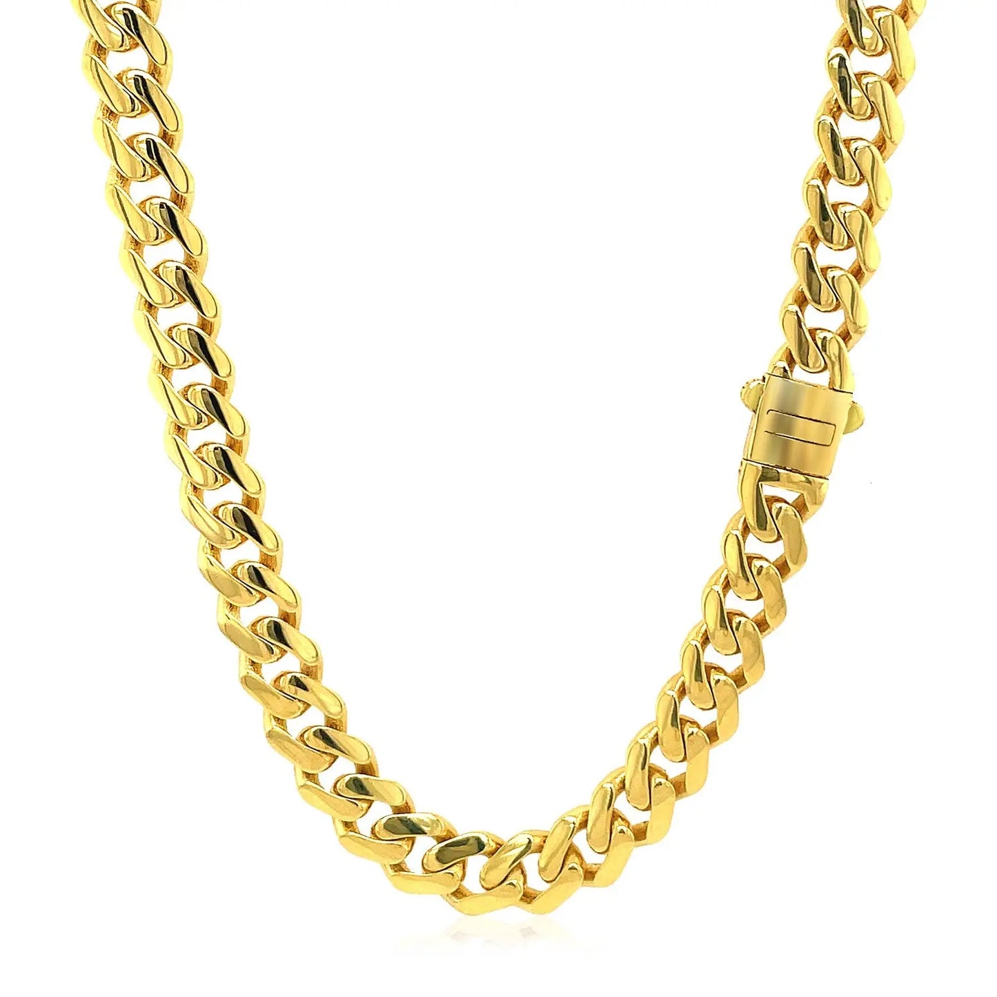 14k Yellow Gold Polished Miami Cuban Chain Necklace RCJ Necklaces  CELESTIA LUXE JEWELLERS