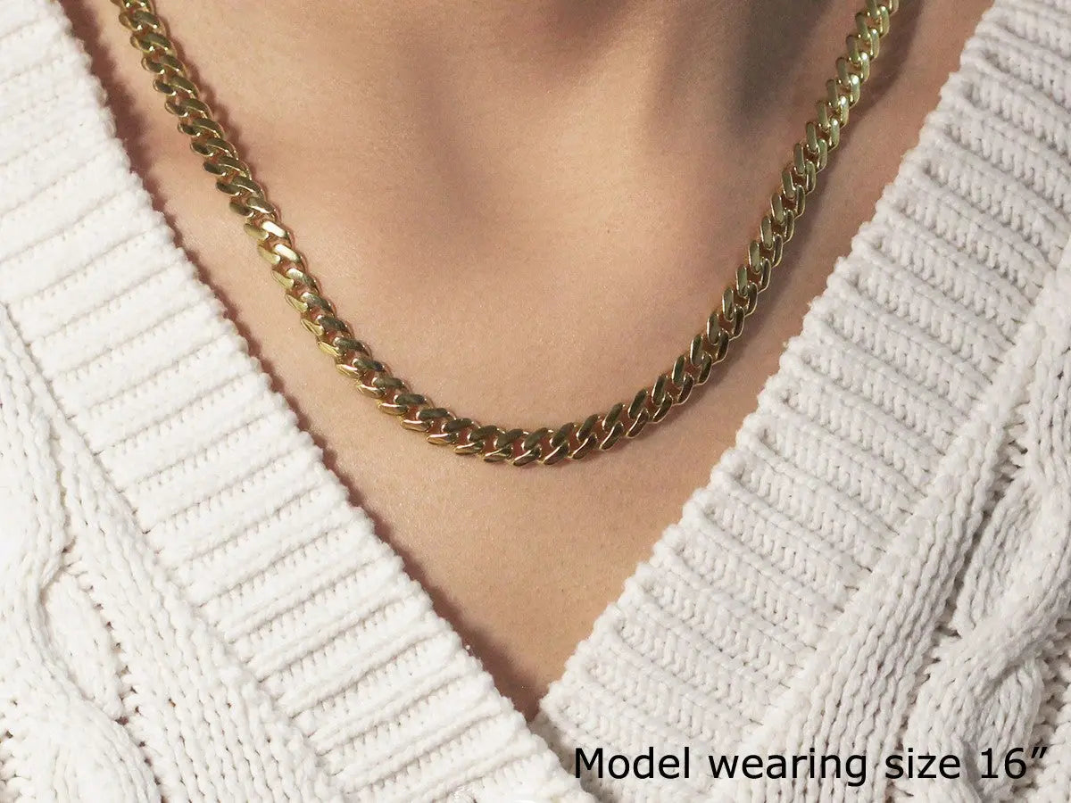14k Yellow Gold Polished Miami Cuban Chain Necklace RCJ Necklaces  CELESTIA LUXE JEWELLERS